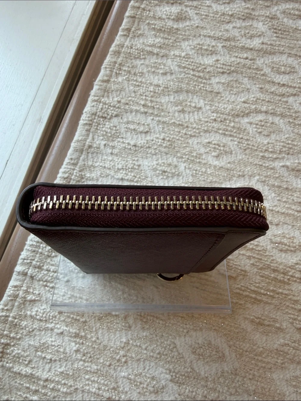 Kate Spade Burgundy Zip Around Wallet with Key Ring